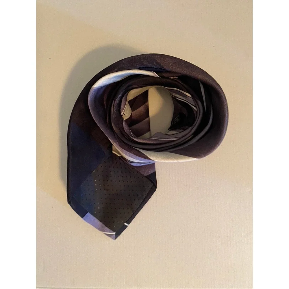 Puritan Mens Silk Tie Purple Grey Black Abstract Swirl Stain Resistant Handmade